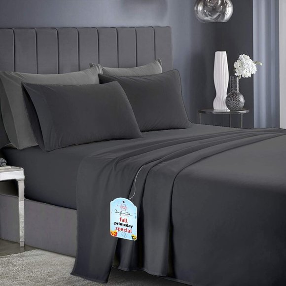 *New Queen or King 1800 TC Series 4 Piece Bed Sheets - Soft Brushed Microfiber F - Picture 1 of 8